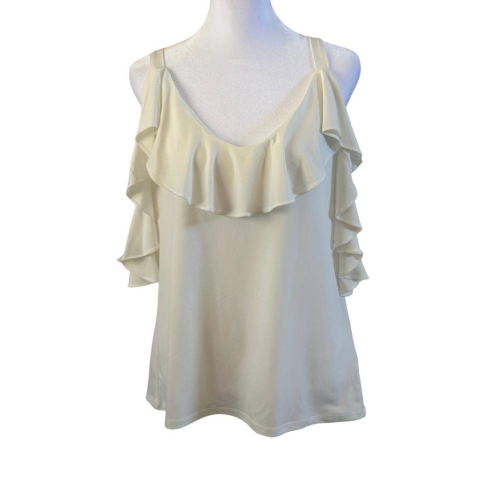 Express Ruffle Cold Shoulder Top - Picture 1 of 4
